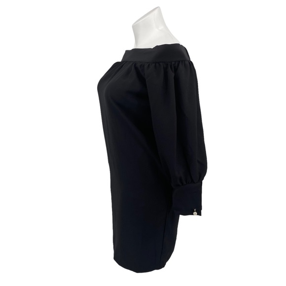 Strut & Bolt NWT Off The Shoulder Black Dress Chain Faux Pearl Large - Picture 2 of 16